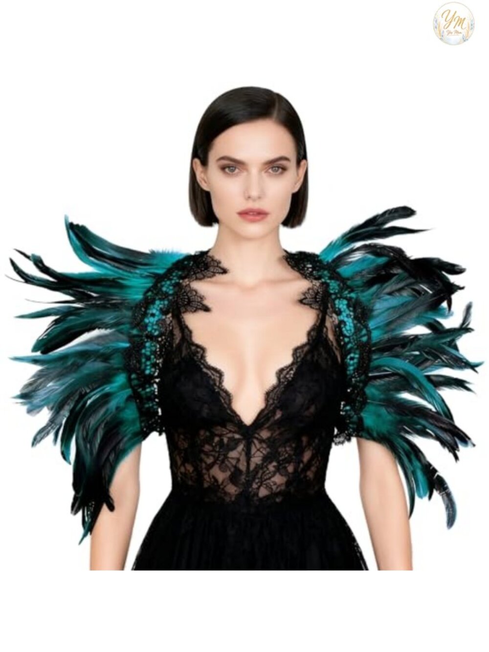 Layered Feather Lace Cape Shawl Gothic Halloween Wrap